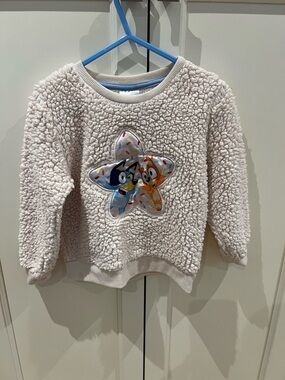 Bluey 4t pink Plush Star Applique Sweatshirt